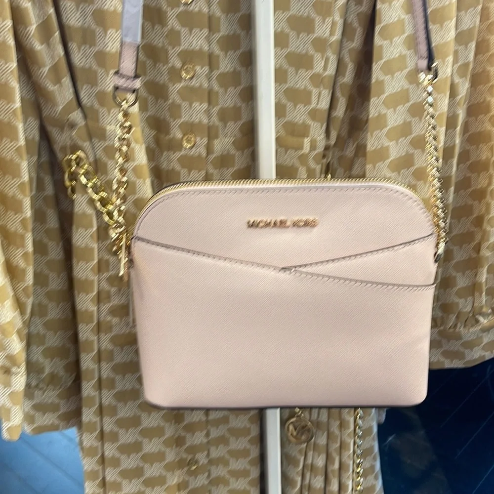 MICHAEL KORS Jet Set Travel Medium Dome Crossbody Bag Powder Blush 35F1GTVC6T